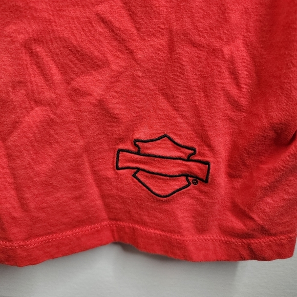 Harley Davidson Snap Shoulder Short Sleeve Vneck Orange 1X - Picture 6 of 10